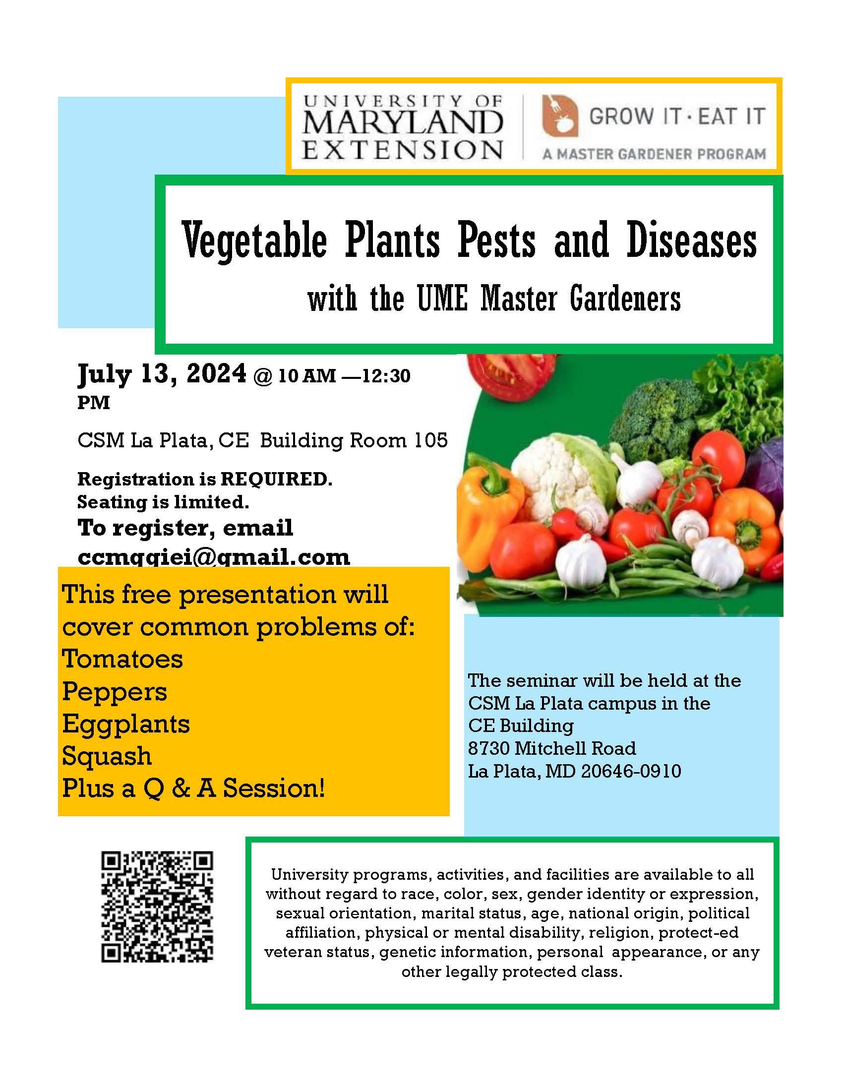 Charles County Master Gardeners Grow It Eat It Workshop on July 13, 2024