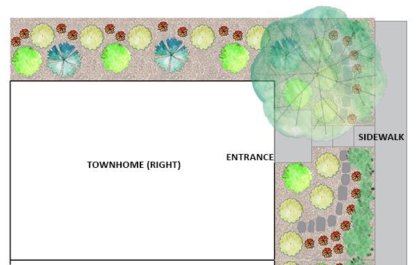 right side townhouse landscape design detail