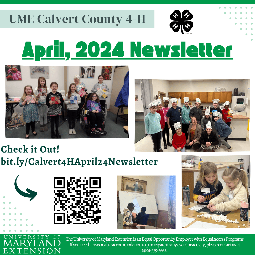 Calvert 4-H April Newsletter Graphic
