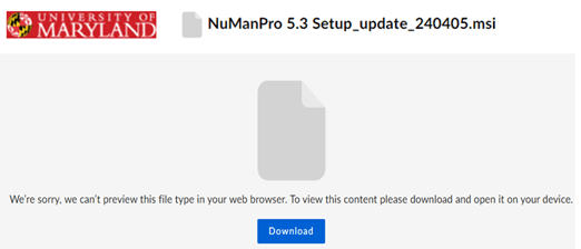 NuMan Pro 5.3 set-up screen