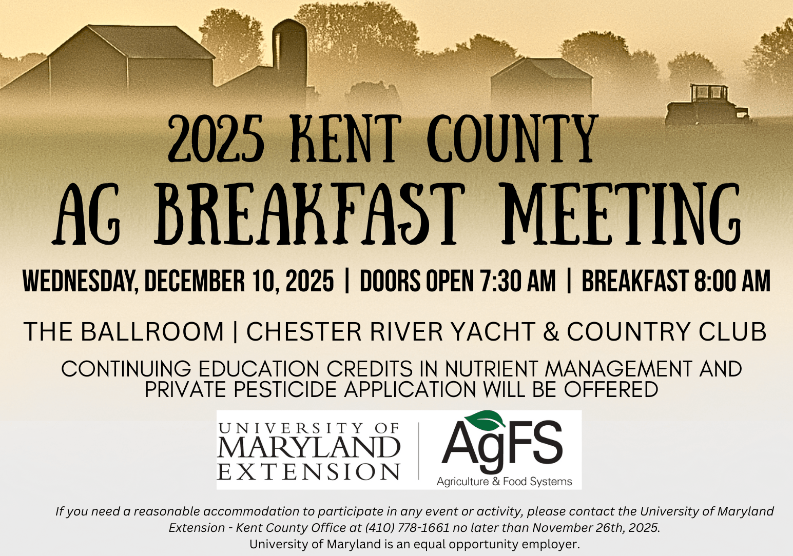 description of the 2025 Ag Breakfast in Kent County, Maryland
