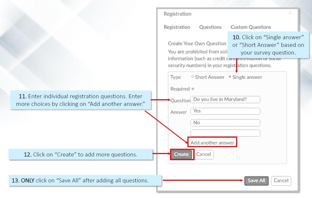 A diagram that explains how to set up registration settings.