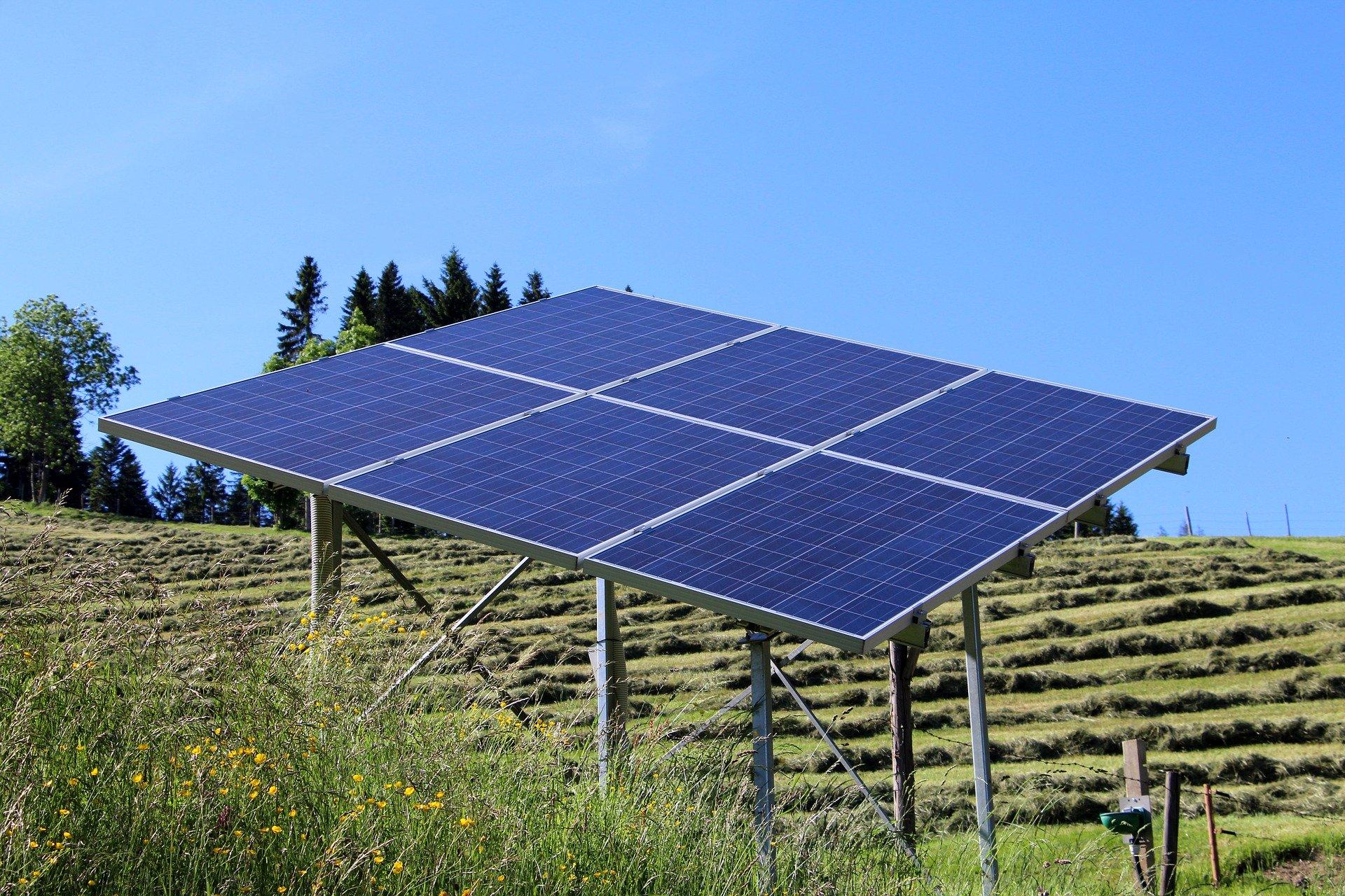 Solar panel in field