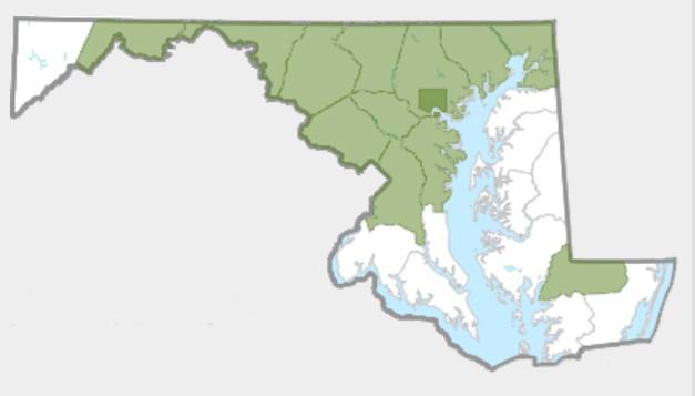 County Distribution of Musk Thistle in Maryland. Courtesy marylandbiodiversity.com.