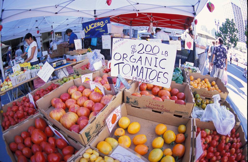Organic vegetables at a farmers market