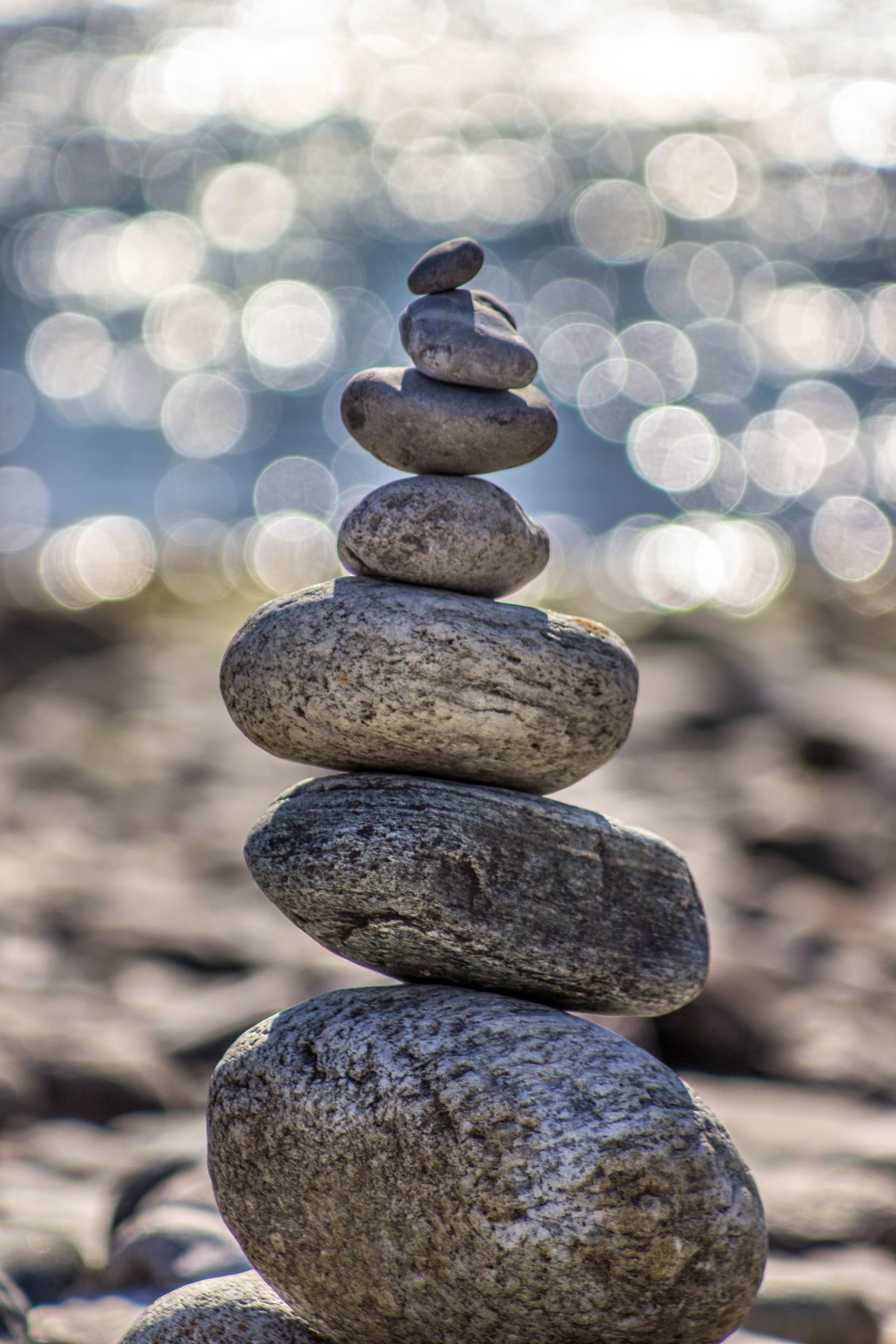 Rocks stacked on top of each other in an unsteady tower