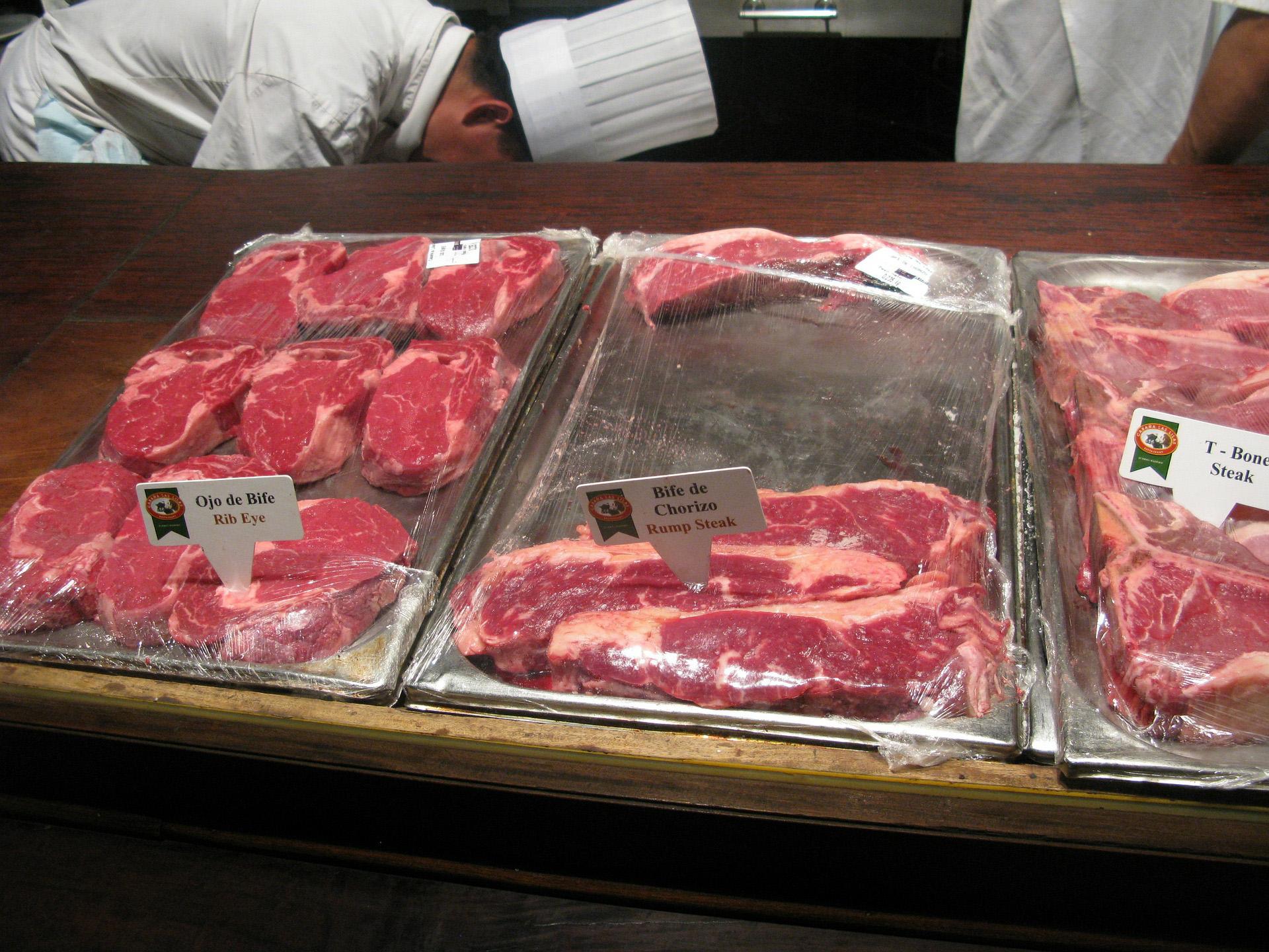 Tray of meat in commercial kitchen