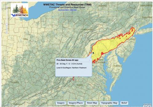 US forest service map of seed transfer zones