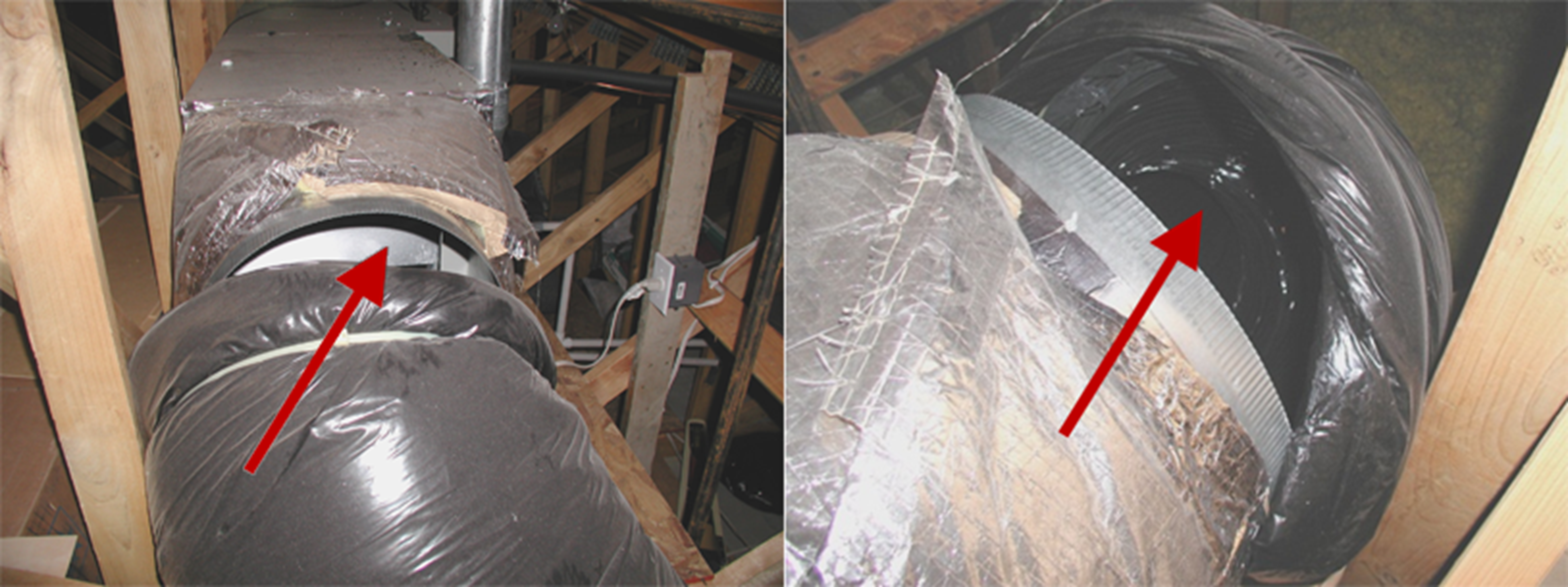 Leaking air duct in attic
