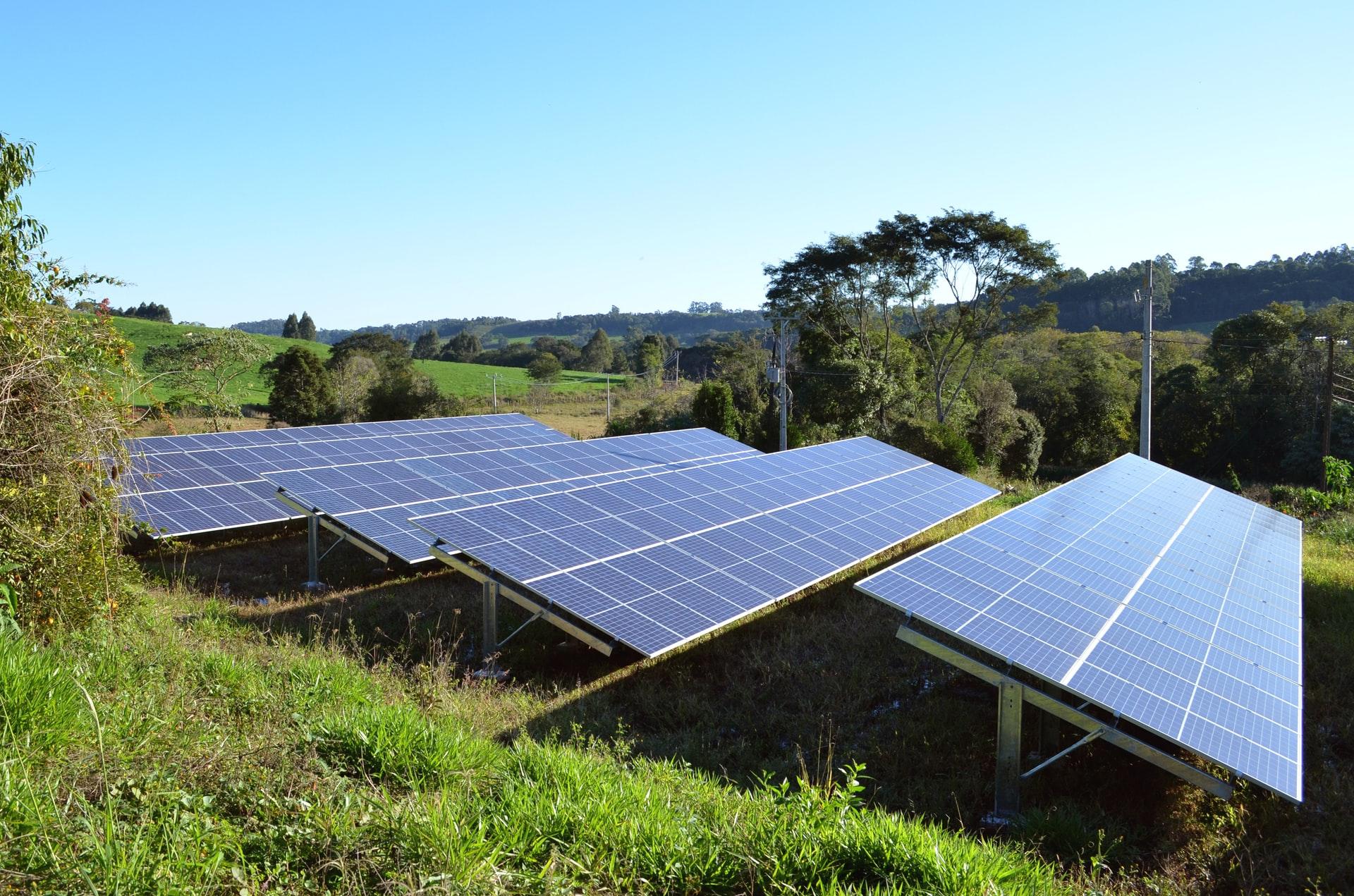 Solar panels on field