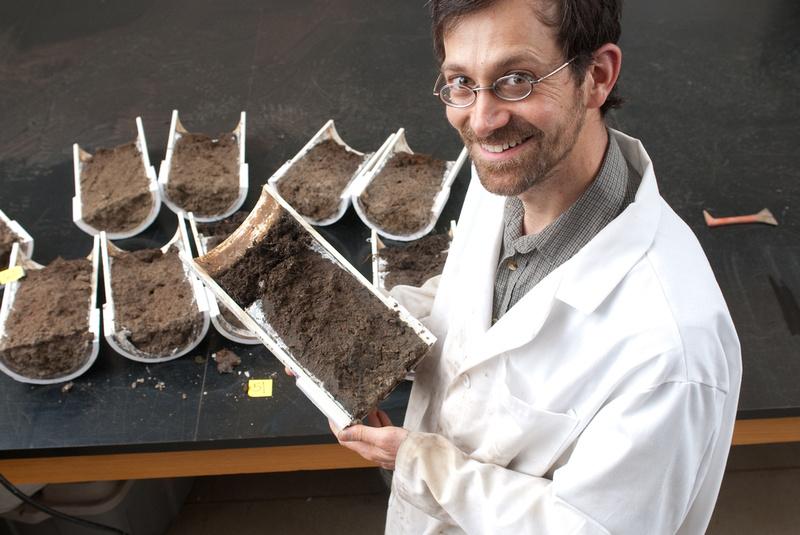 David Ruppert holding a soil core