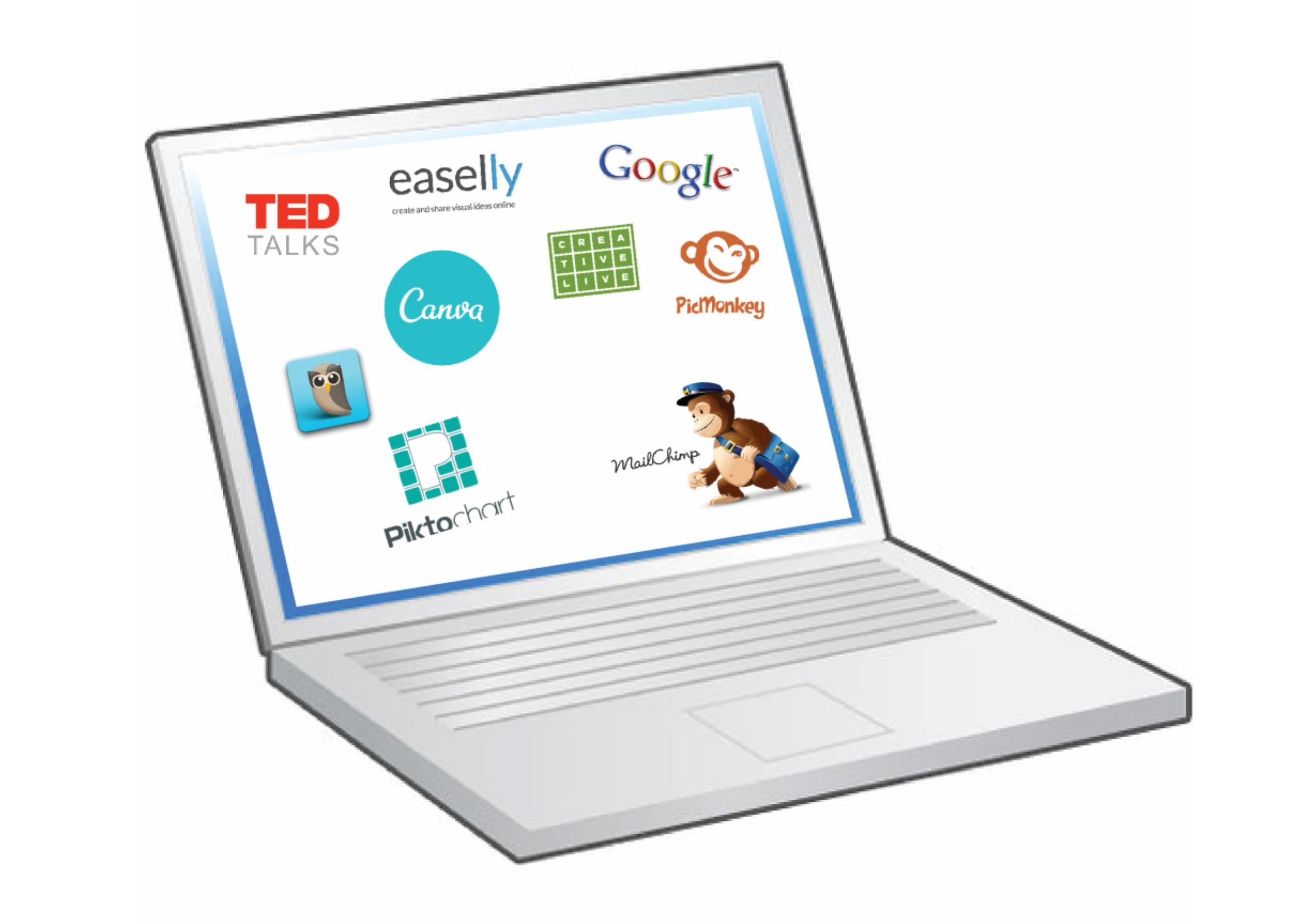 Laptop displaying online marketing software