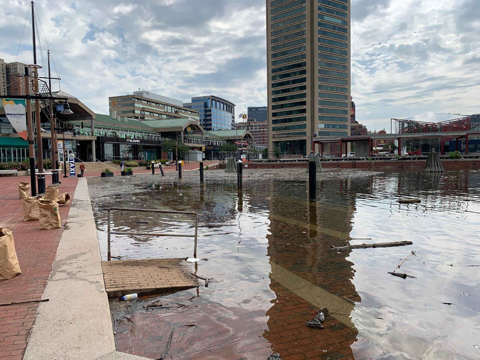 Image of flooding at Baltimore's Inner Harbor