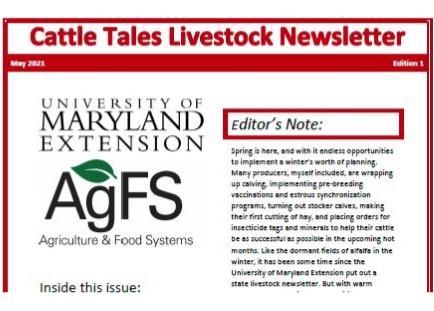 Cattle Tales Livestock Newsletter, May 2021