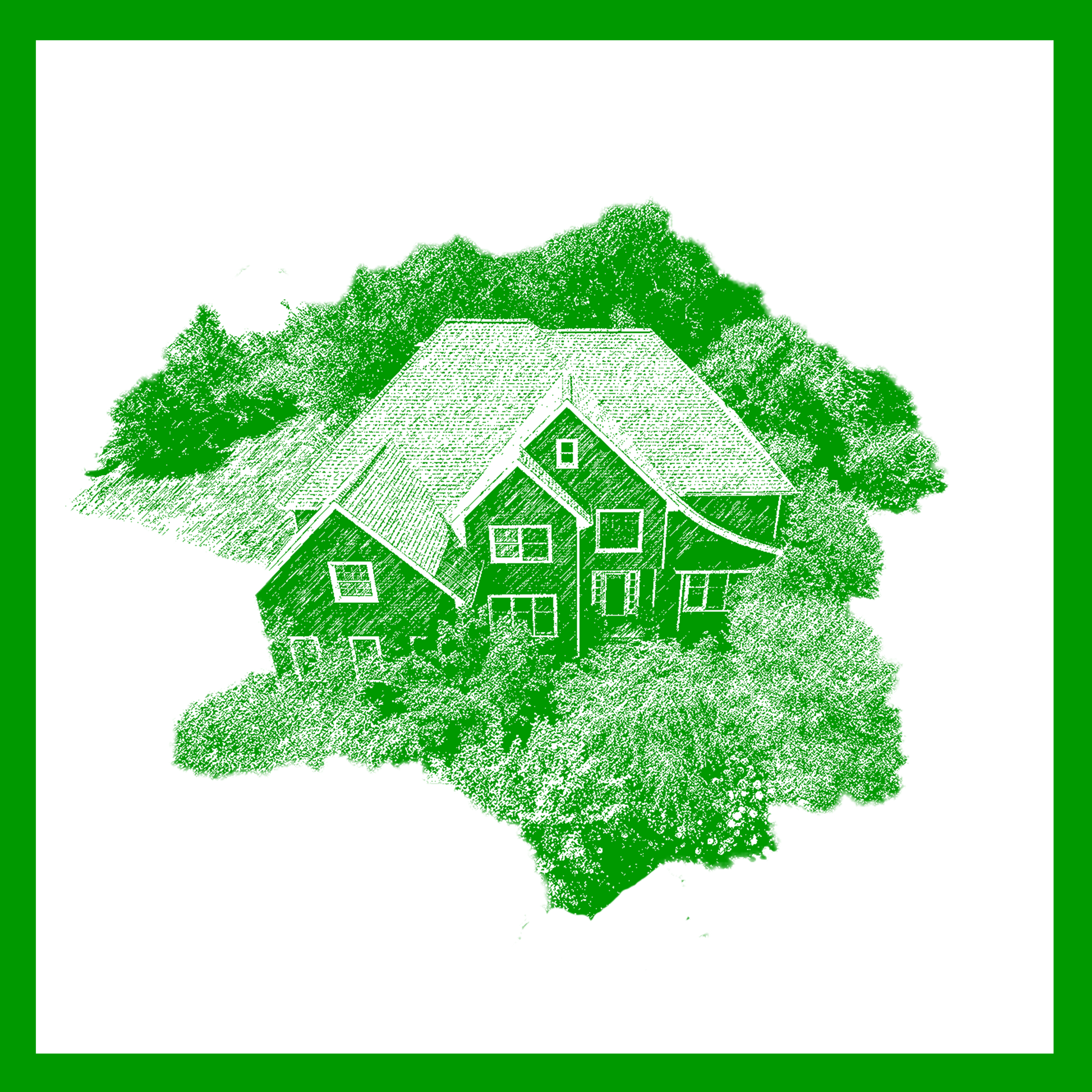 House with plantings for privacy screening icon