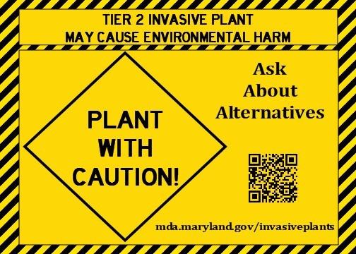 Maryland Department of Agriculture tier 2 invasive plant sign