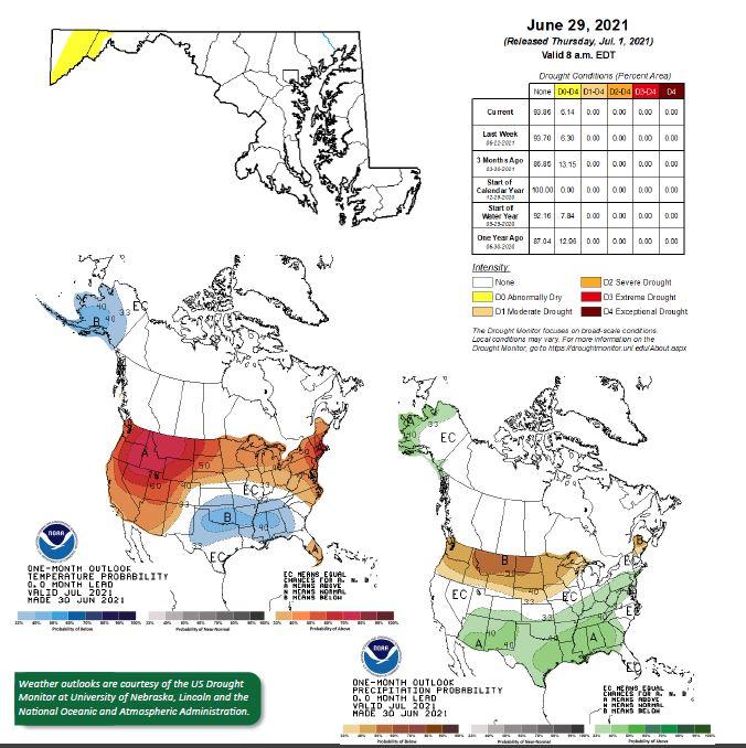 Weather drought conditions chart for June 29, 2021