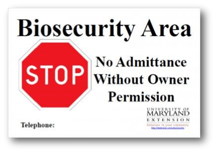 Biosecurity sign for posting on farms