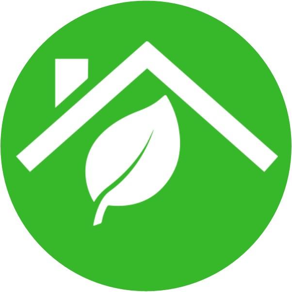 Home energy sustainable design icon (roof, and leaf)