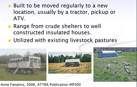 Example of Mobile small flock poultry houses