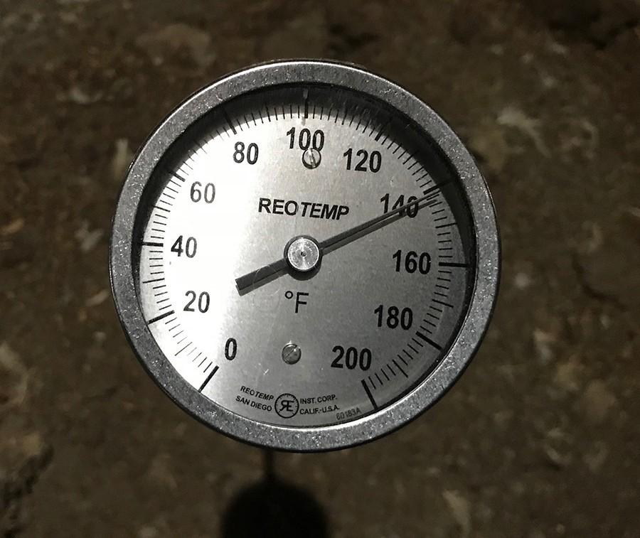 Poultry litter shed thermometer