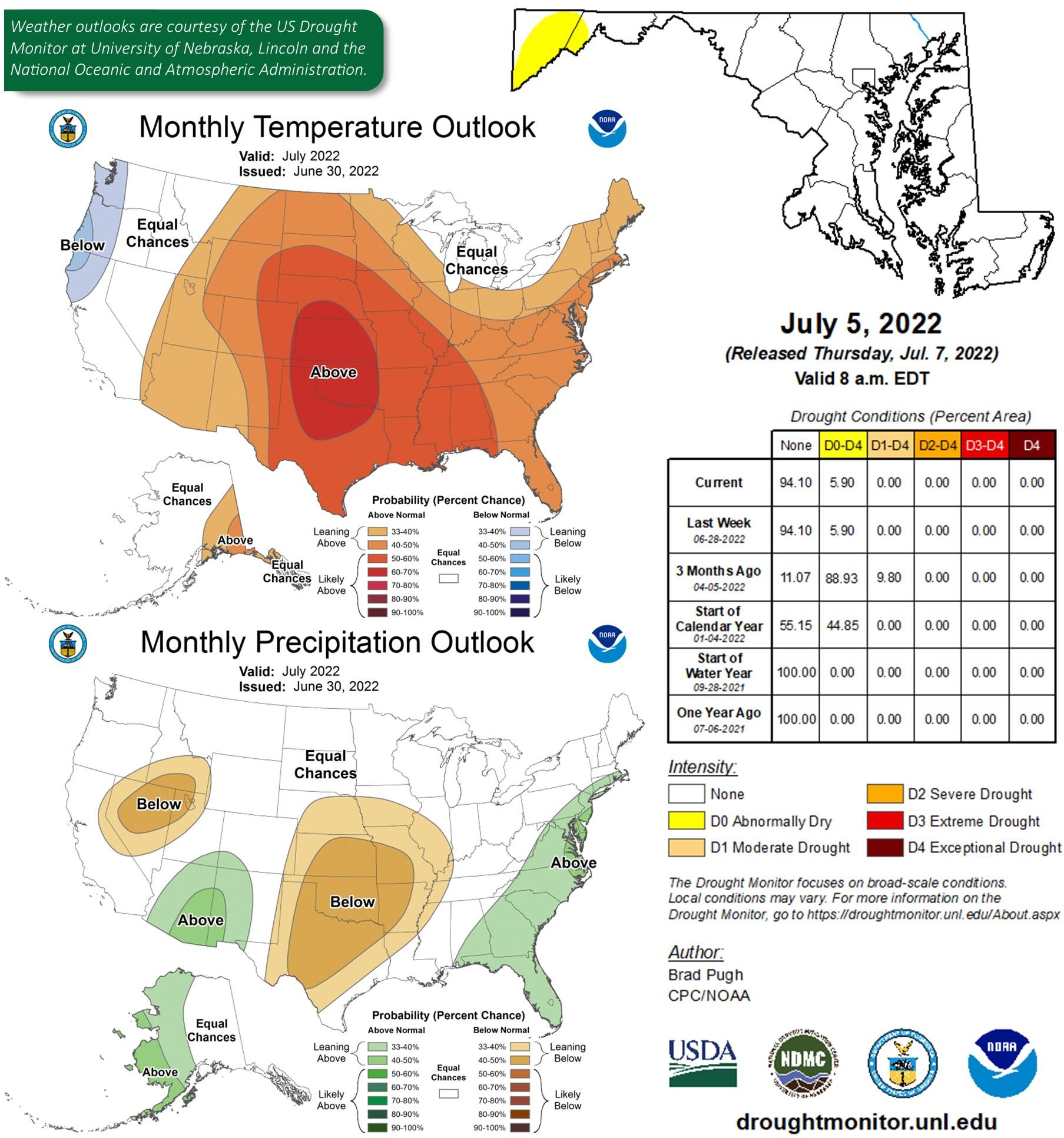 Weather Outlook for July 2022 (temperature, drought conditions, and precipitation outlook)