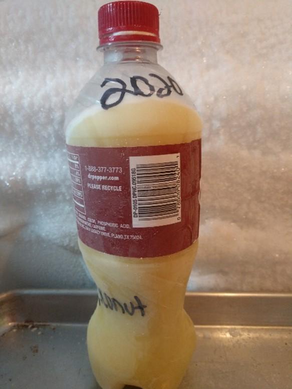 Figure 5. Frozen colostrum labeled with goat’s name that produced it and year produced. Photo Credit Maegan Perdue