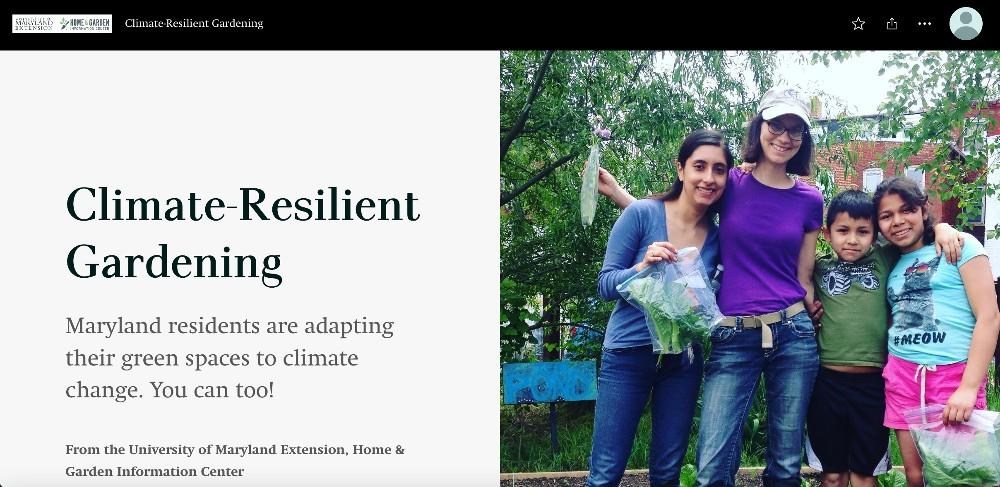a screen shot of the climate-resilient gardening story map