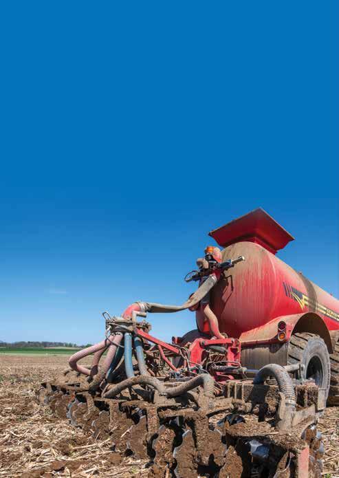 Farm equipment spreading food processing wastes and residuals