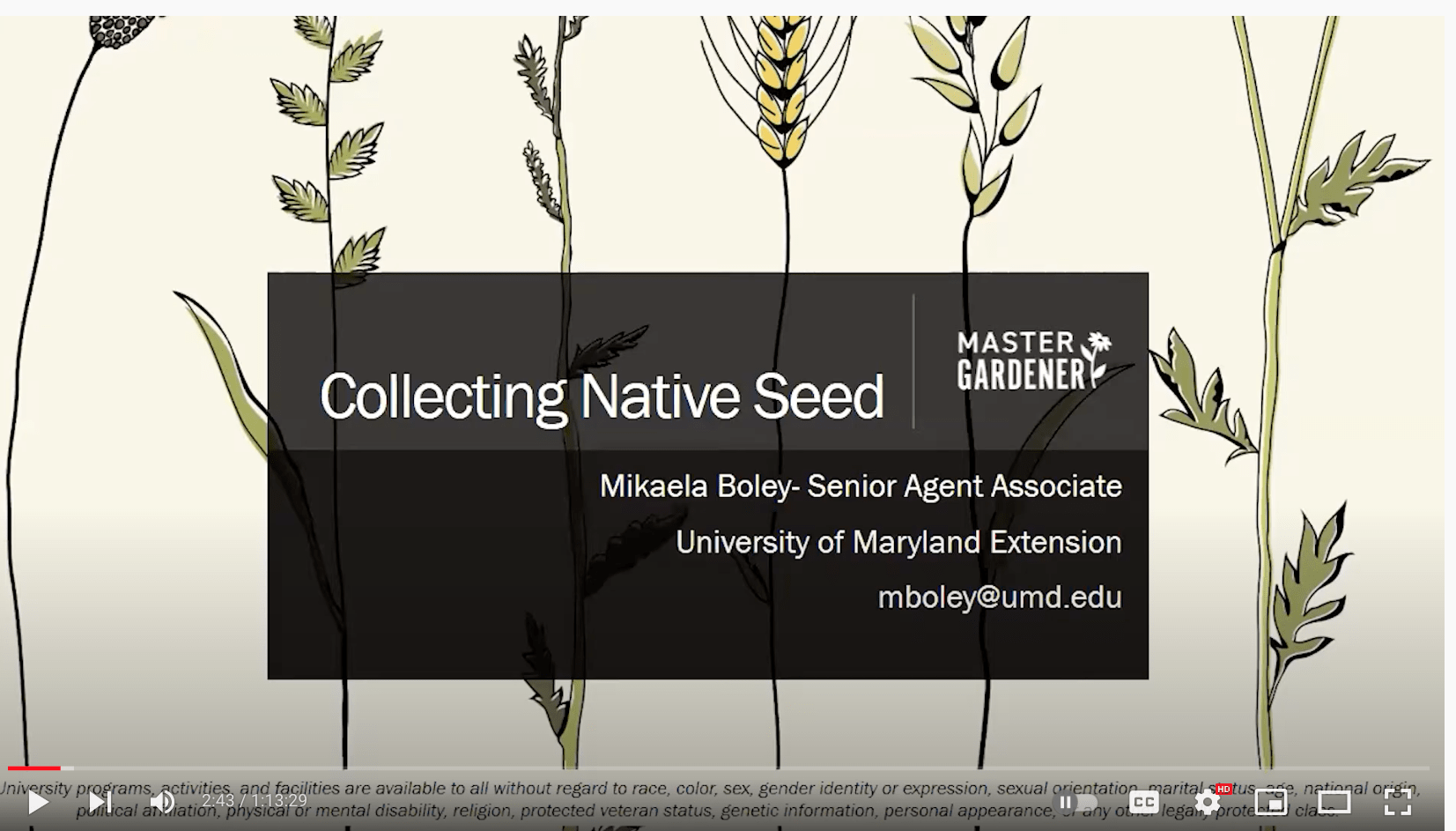 Cover slide from the webinar - collecting native seed