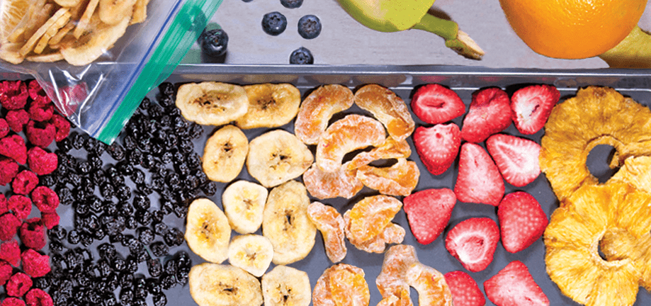 dried raspberries, blueberries, bananas, strawberries and pineapple fruit
