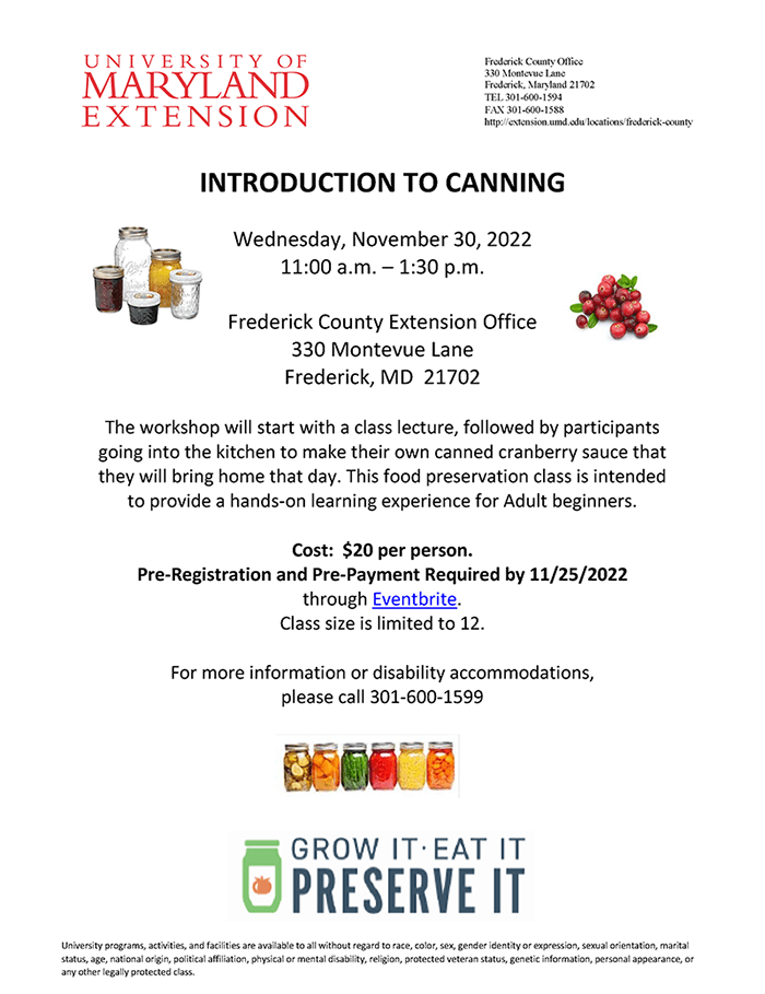 Introduction to Canning workshop flyer