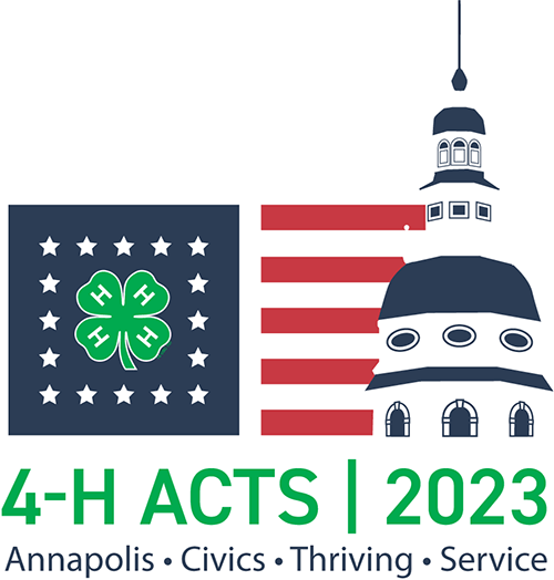 4-H Acts logo flag with statehouse icon