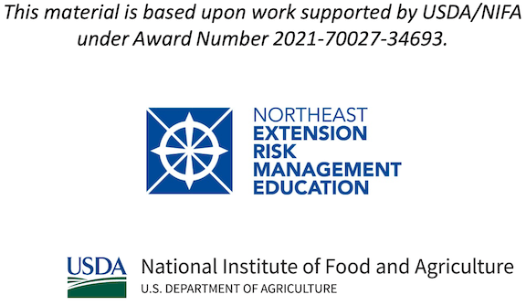 Funding statement for project with Northeast Risk Management Education Center and NIFA logos