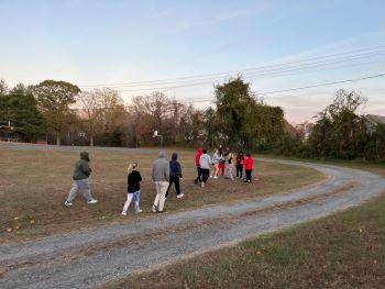 Youth working on navigation outside