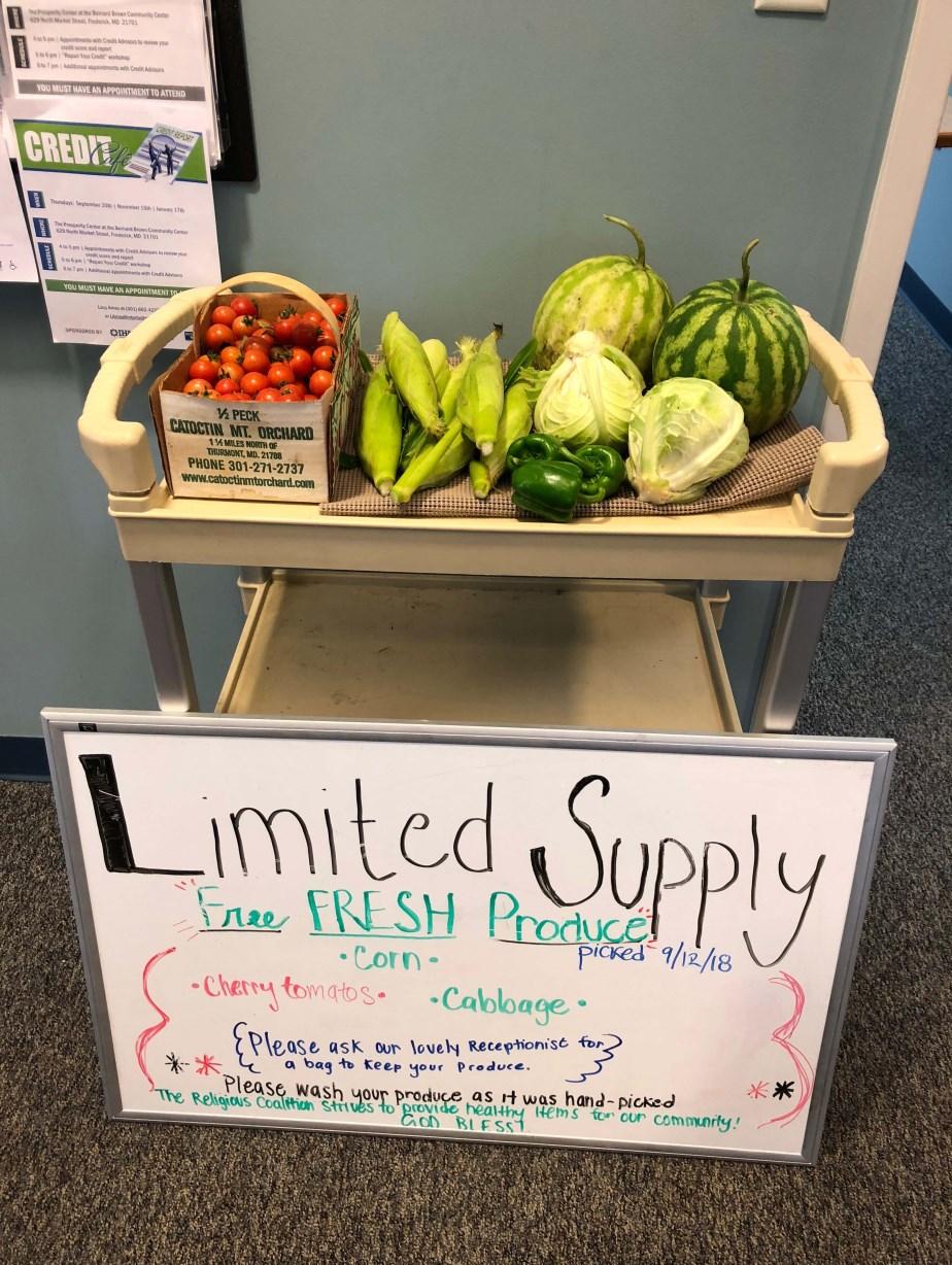 Signs promoting the produce available