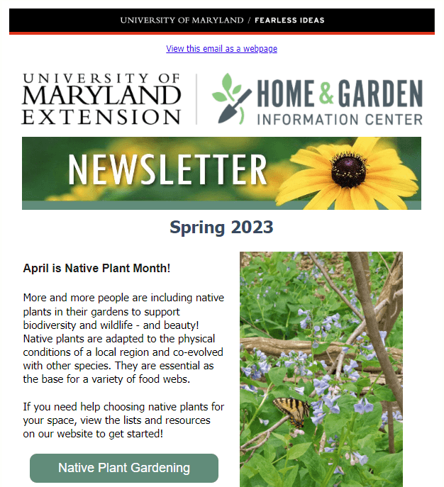 Home and Garden Information Center Newsletter University of Maryland