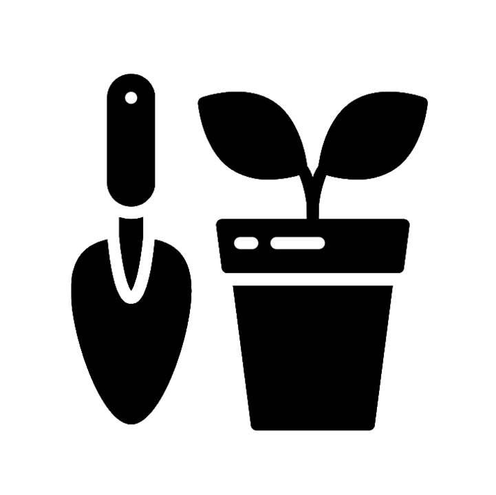 spade and potted plant icon