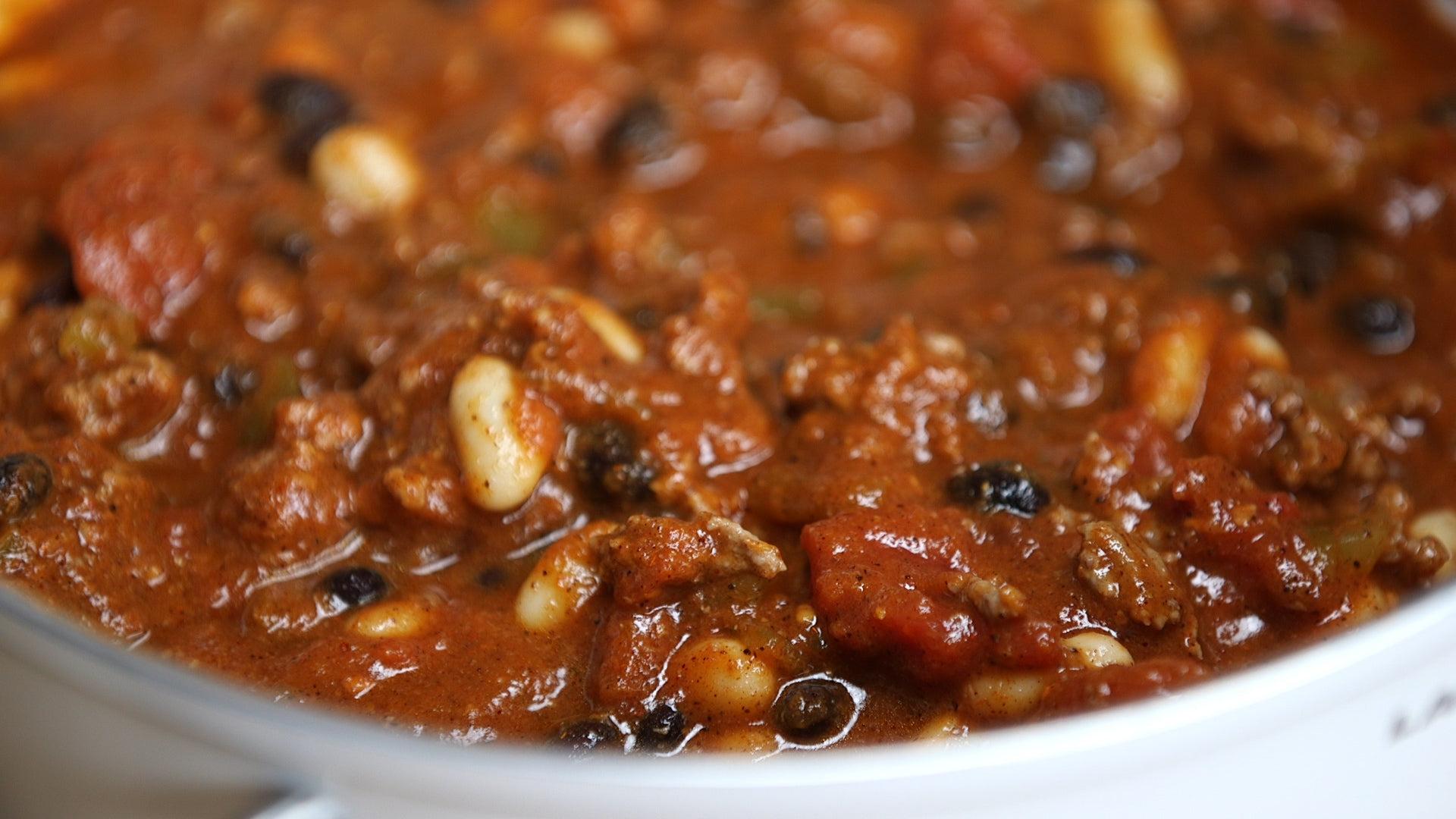 Chili in a crock pot or slow cooker