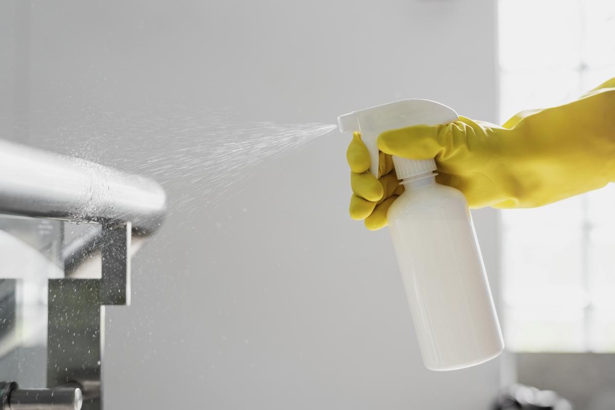 chemical cleaners sprayed in kitchen