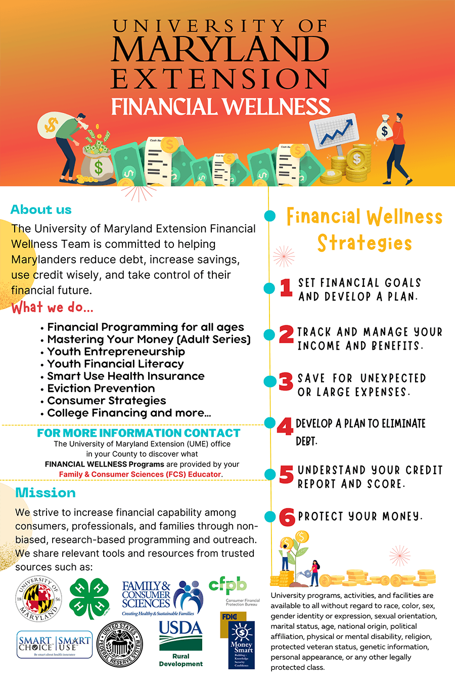 Flyer describing the Extension Financial Wellness Program