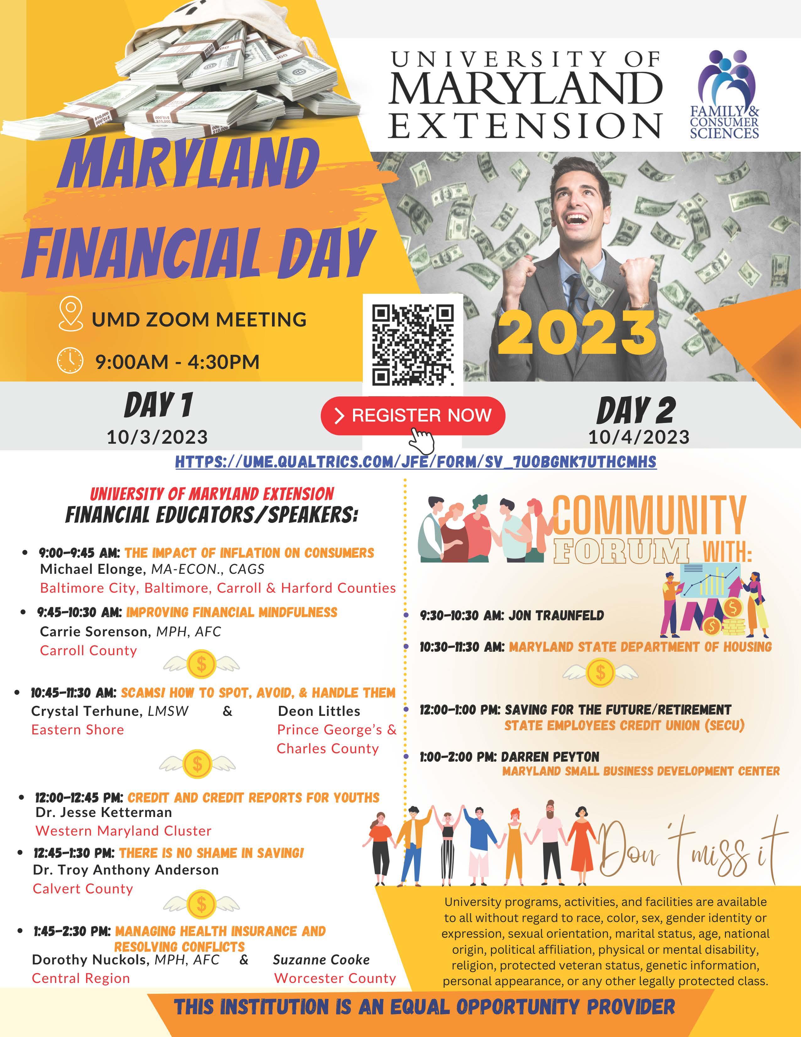 Maryland Finance Day Flyer October 3-4 2023