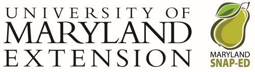 The University of Maryland Extension log and the Maryland SNAP-Ed logo with the pear above the wording.
