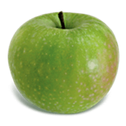 Granny Smith apple skin is bright green with grey dots.