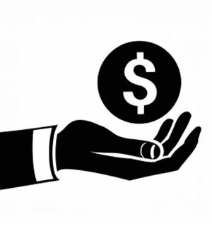 Hand and money sign icon