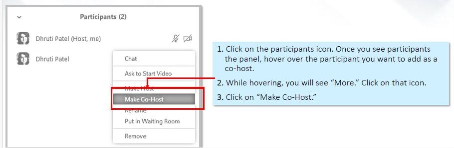 A diagram showing how to add a co-host.