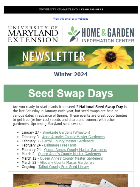 winter newsletter from home and garden
