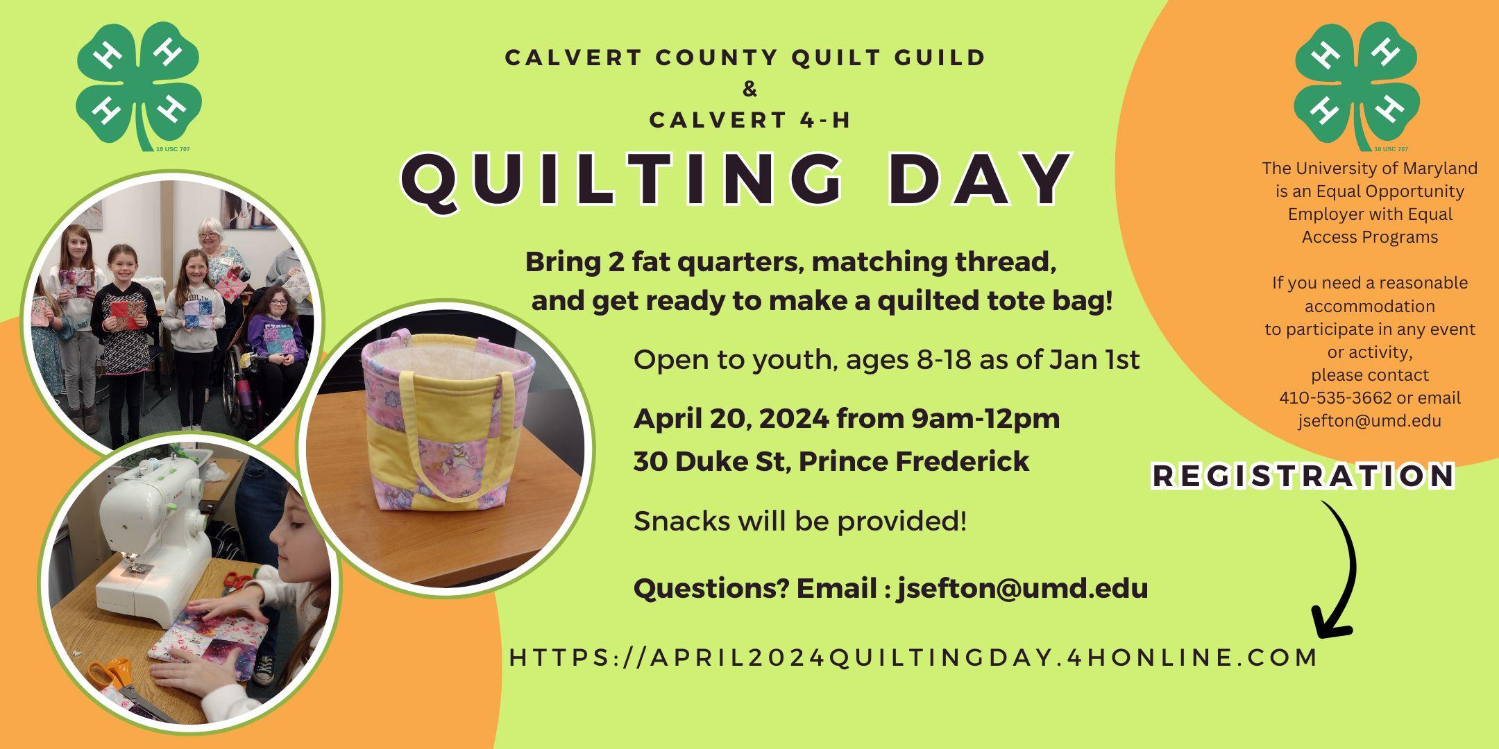 Calvert 4-H Quilting Day Graphic