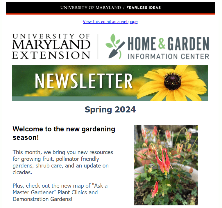 spring 2024 newletter image says welcome to the new gardening season