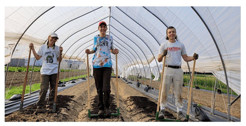 Students working the Terp Farm